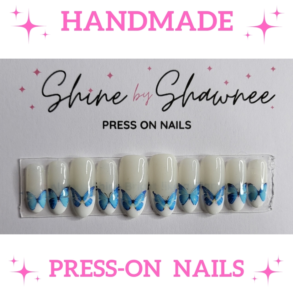Handmade Luxury Press-On Nails | Sturdy & Reusable | BUTTERFLY TIPS